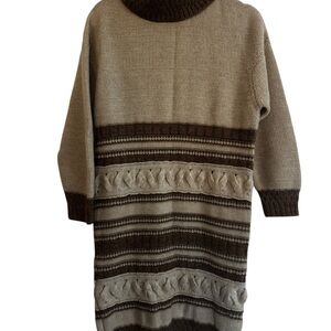 Taupe and Brown Women's Wool‎ Turtleneck Sweater Dress